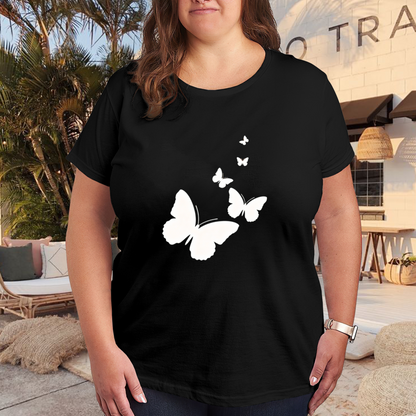 Minimal White Silhouette Butterfly Black Top