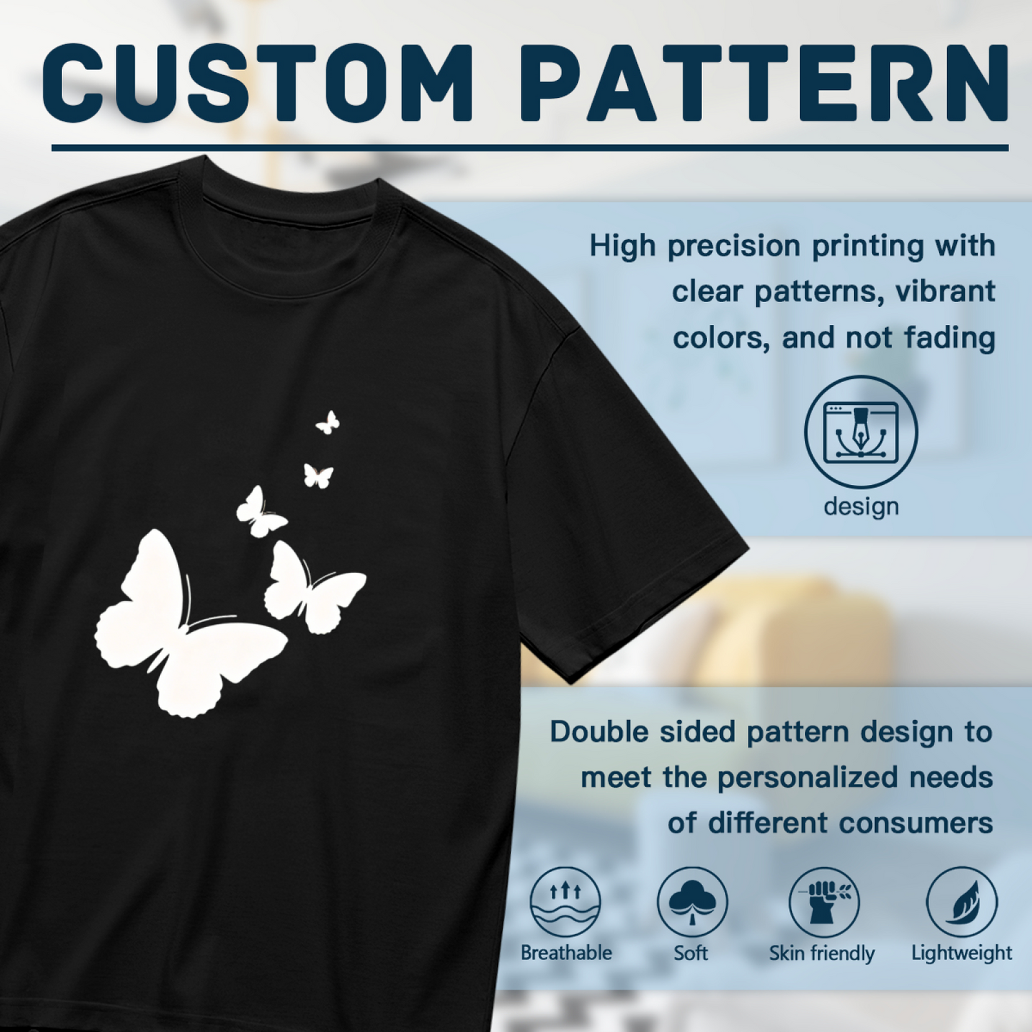 Minimal White Silhouette Butterfly Black Top