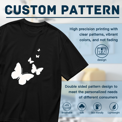 Minimal White Silhouette Butterfly Black Top