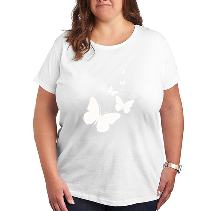 Minimal White Silhouette Butterfly Black Top