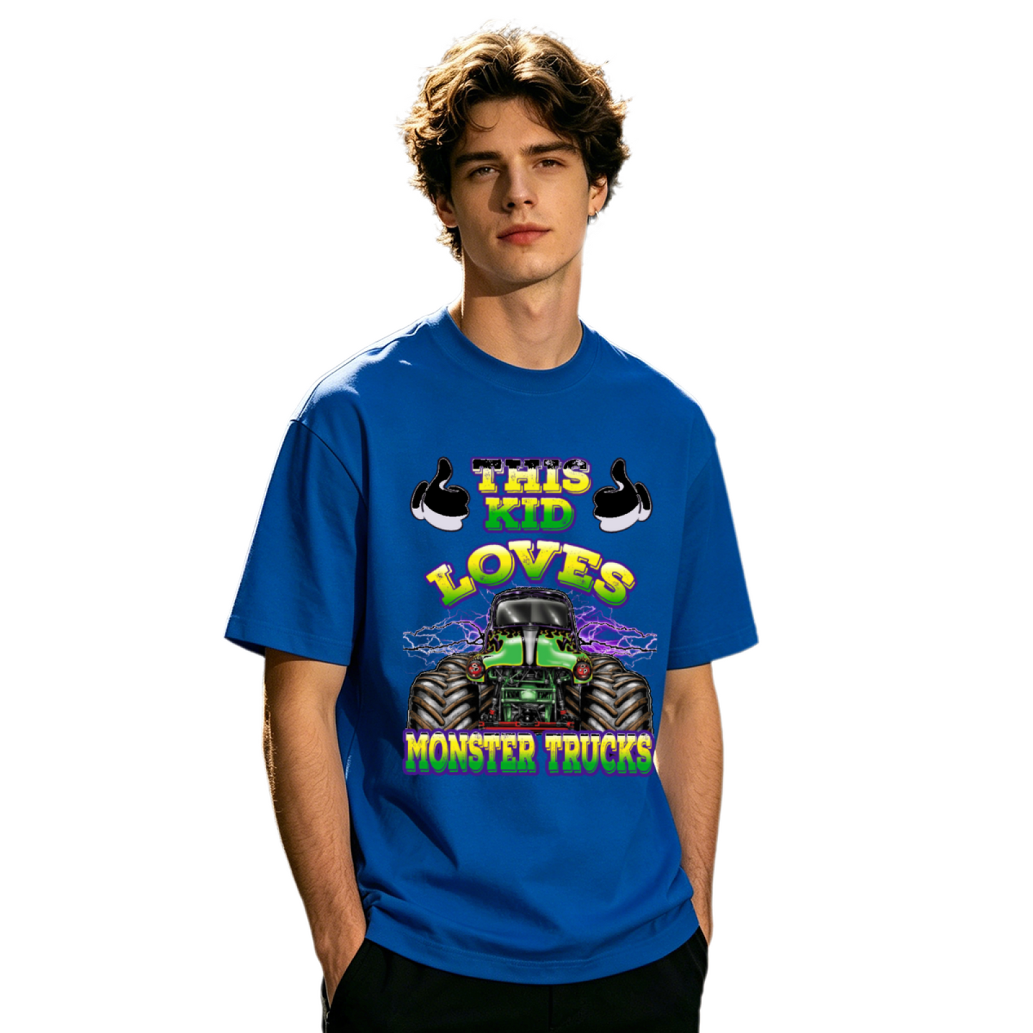 This Kid Loves Monster Trucks Retro Racing Graphic T-Shirt