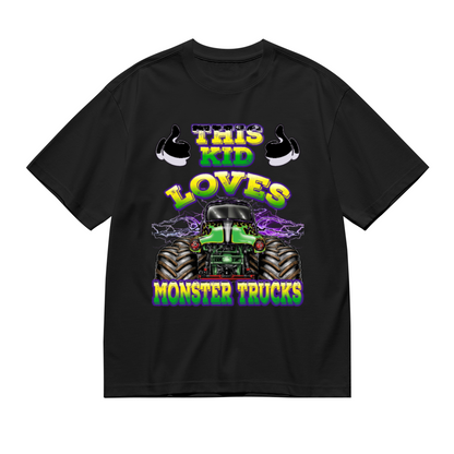 This Kid Loves Monster Trucks Retro Racing Graphic T-Shirt