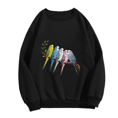 Colorful Budgie Parrot Bird Art Casual Crewneck Sweatshirt