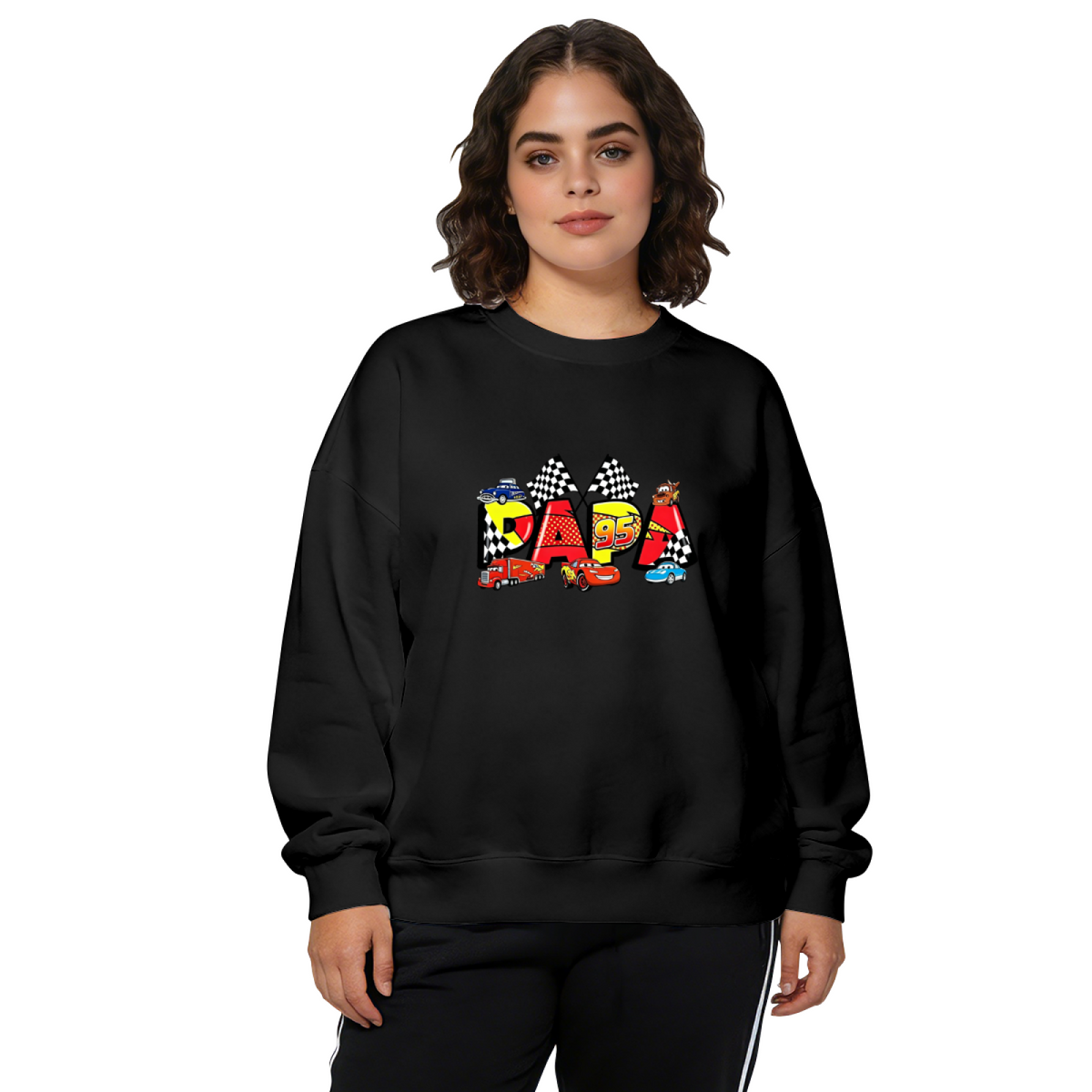 Racing Theme PAPA Letter Graphic Crewneck Sweatshirt