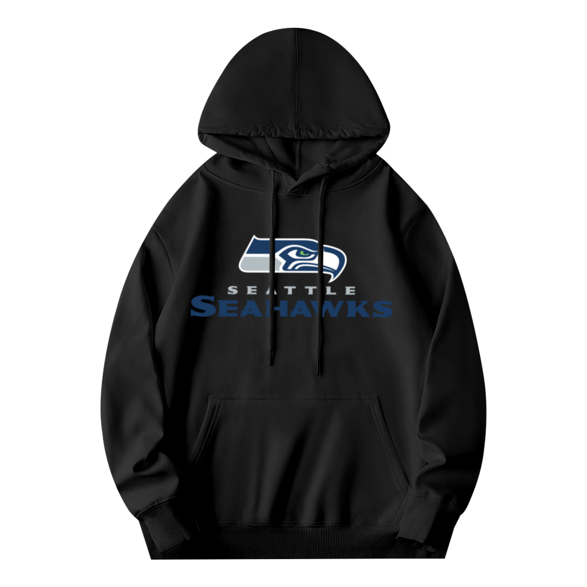 Seattle Seahawks Sport Logo Black Hoodie, Men Athletic Warm Casual Hooded Sweatshirt