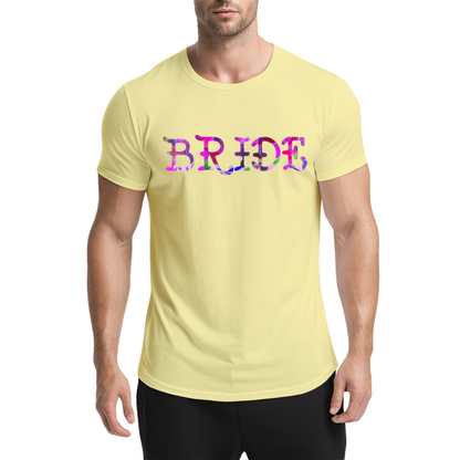 Floral Pattern BRIDE Bridal Light Blue Wedding Tee