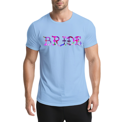 Floral Pattern BRIDE Bridal Light Blue Wedding Tee