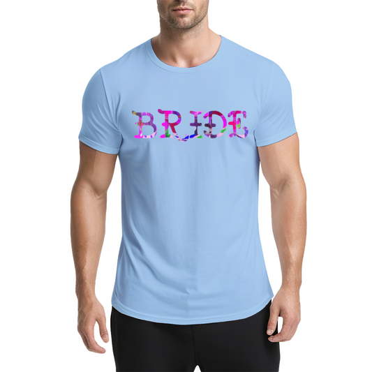 Floral Pattern BRIDE Bridal Light Blue Wedding Tee