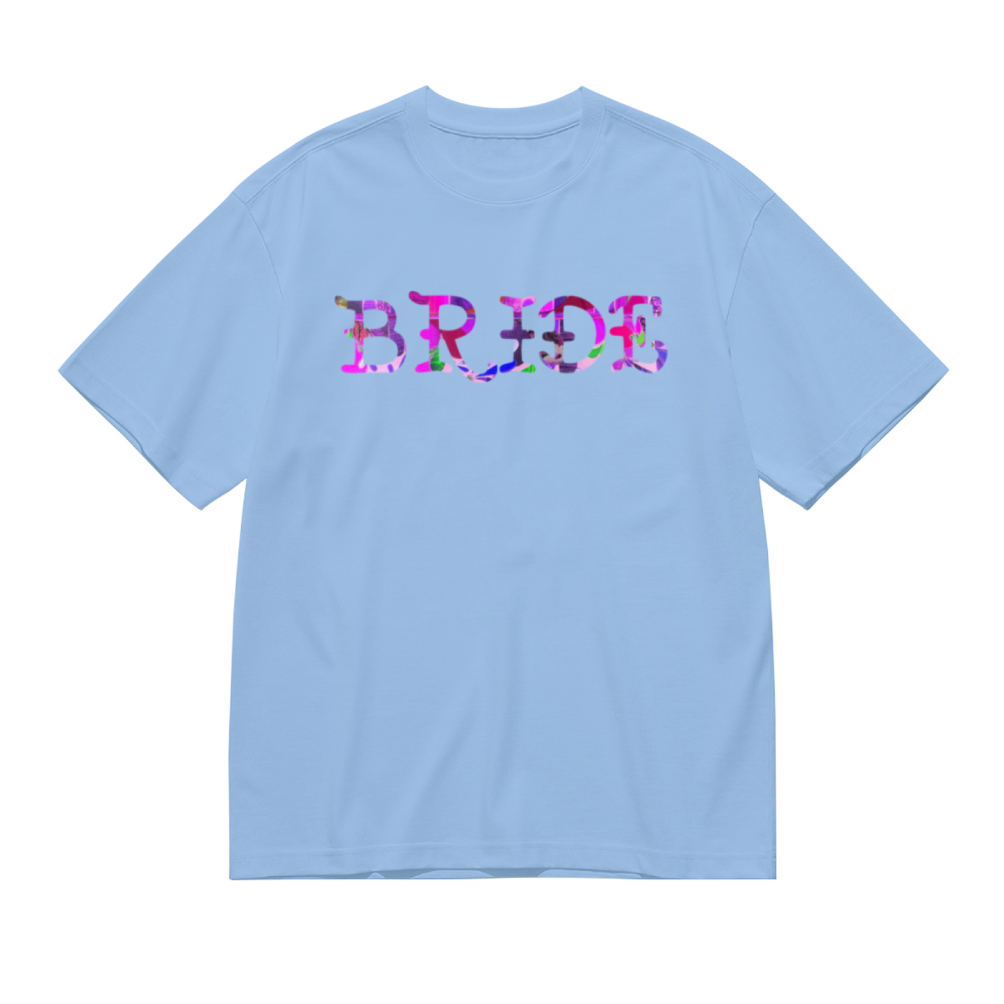 Floral Pattern BRIDE Bridal Light Blue Wedding Tee