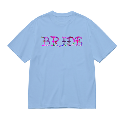 Floral Pattern BRIDE Bridal Light Blue Wedding Tee