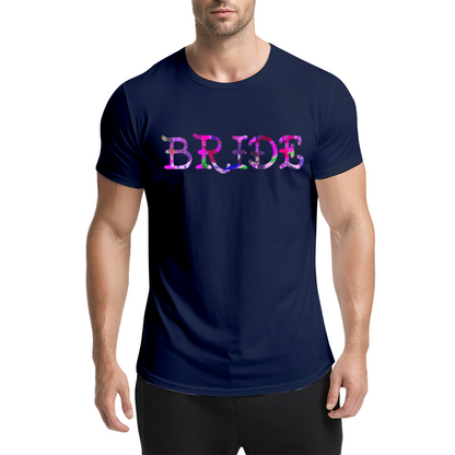Floral Pattern BRIDE Bridal Light Blue Wedding Tee
