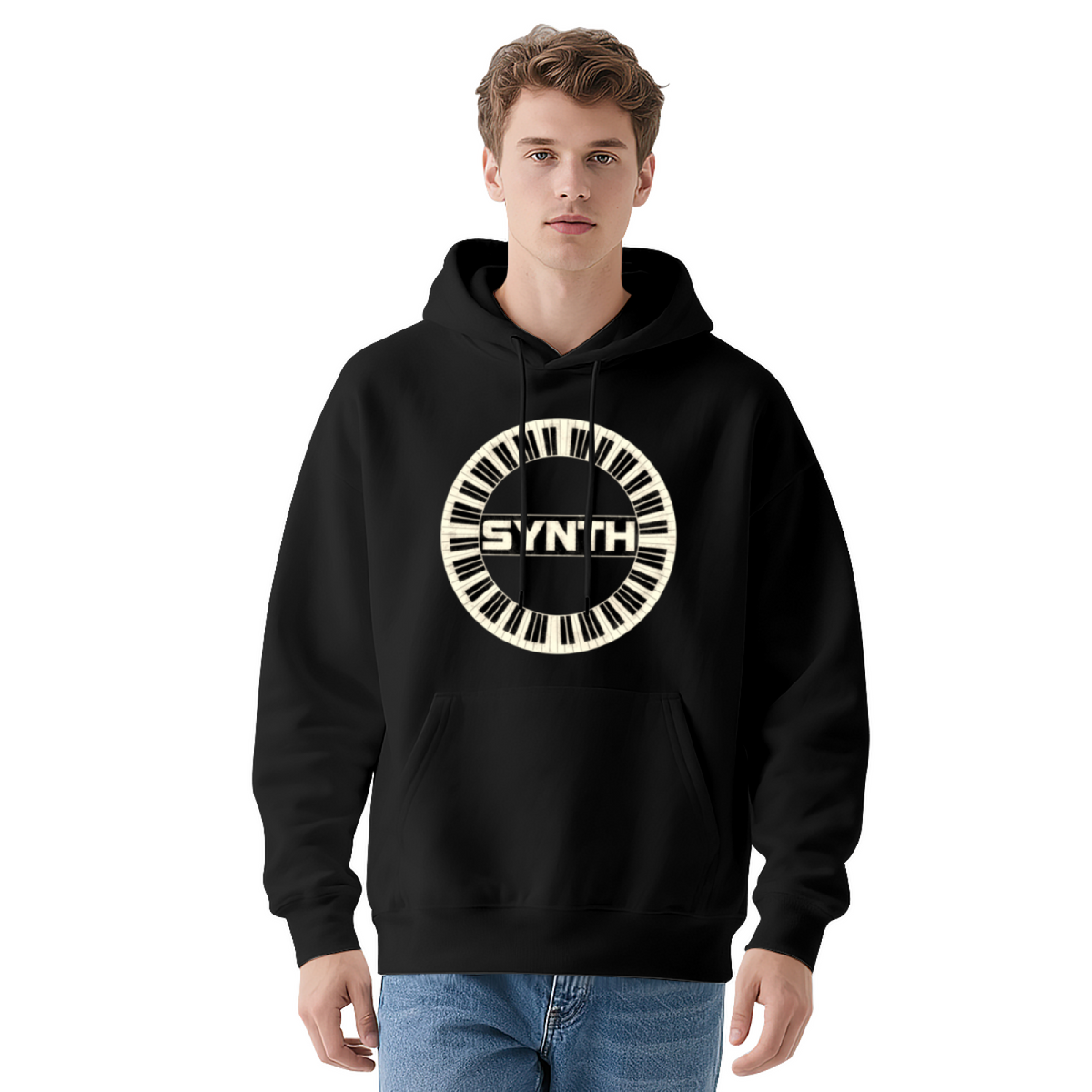 Circular Synth Piano Keyboard Music Hoodie, Comfort Musician Sweatshirt