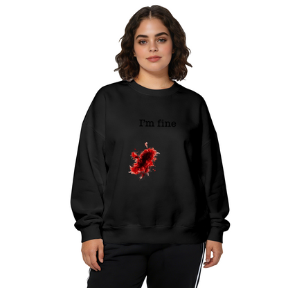 Funny I'm Fine Blood Splatter Humor Crewneck Sweatshirt