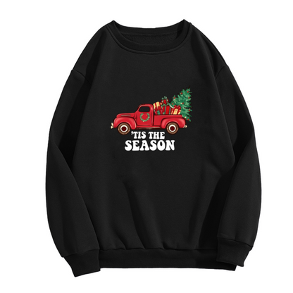 Vintage Red Truck Xmas Season Graphic Sweatshirt