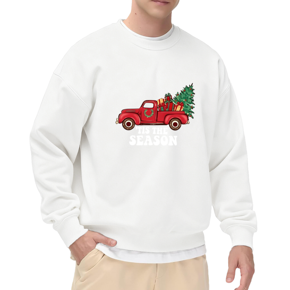 Vintage Red Truck Xmas Season Graphic Sweatshirt