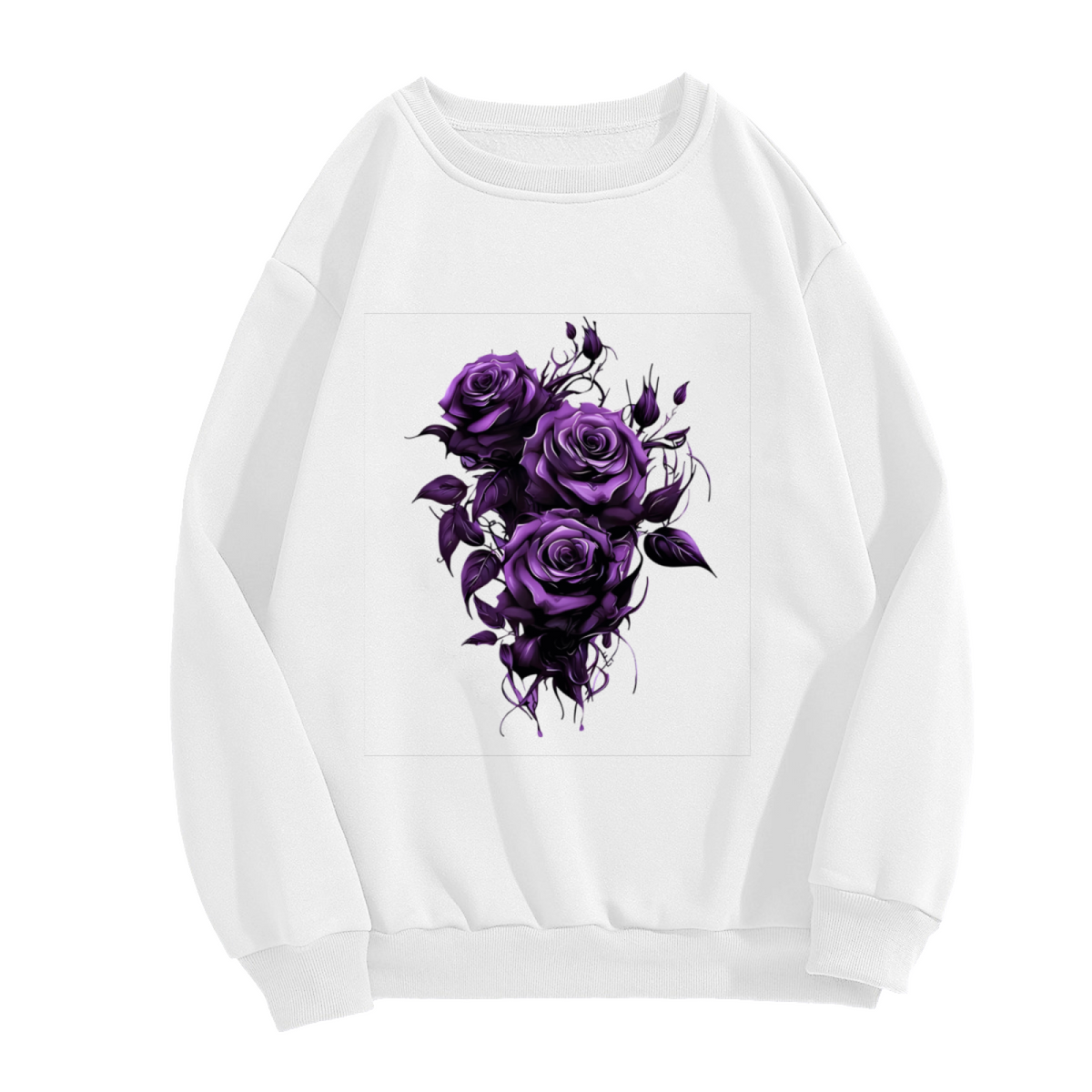 Dark Gothic Purple Rose Bouquet Art Crewneck Sweatshirt