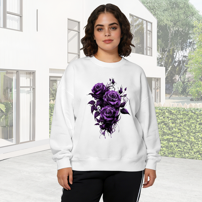 Dark Gothic Purple Rose Bouquet Art Crewneck Sweatshirt