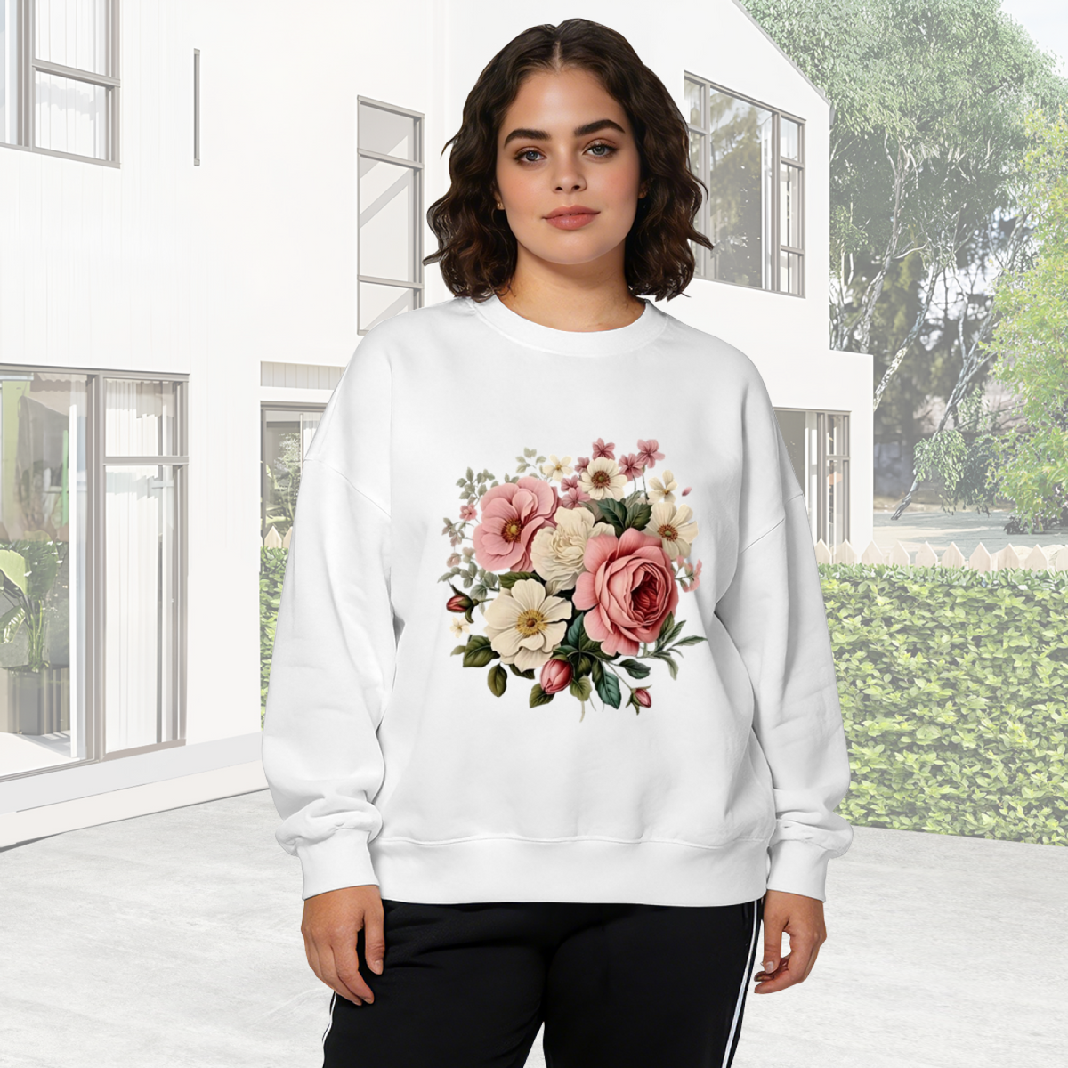 Vintage Retro Bouquet Floral Art Crewneck Sweatshirt