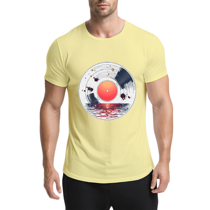 Sunset Lake Vinyl Record Art T-Shirt