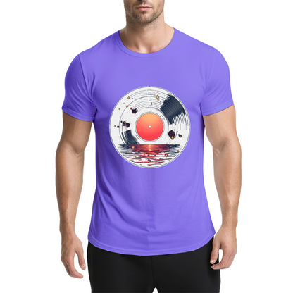 Sunset Lake Vinyl Record Art T-Shirt