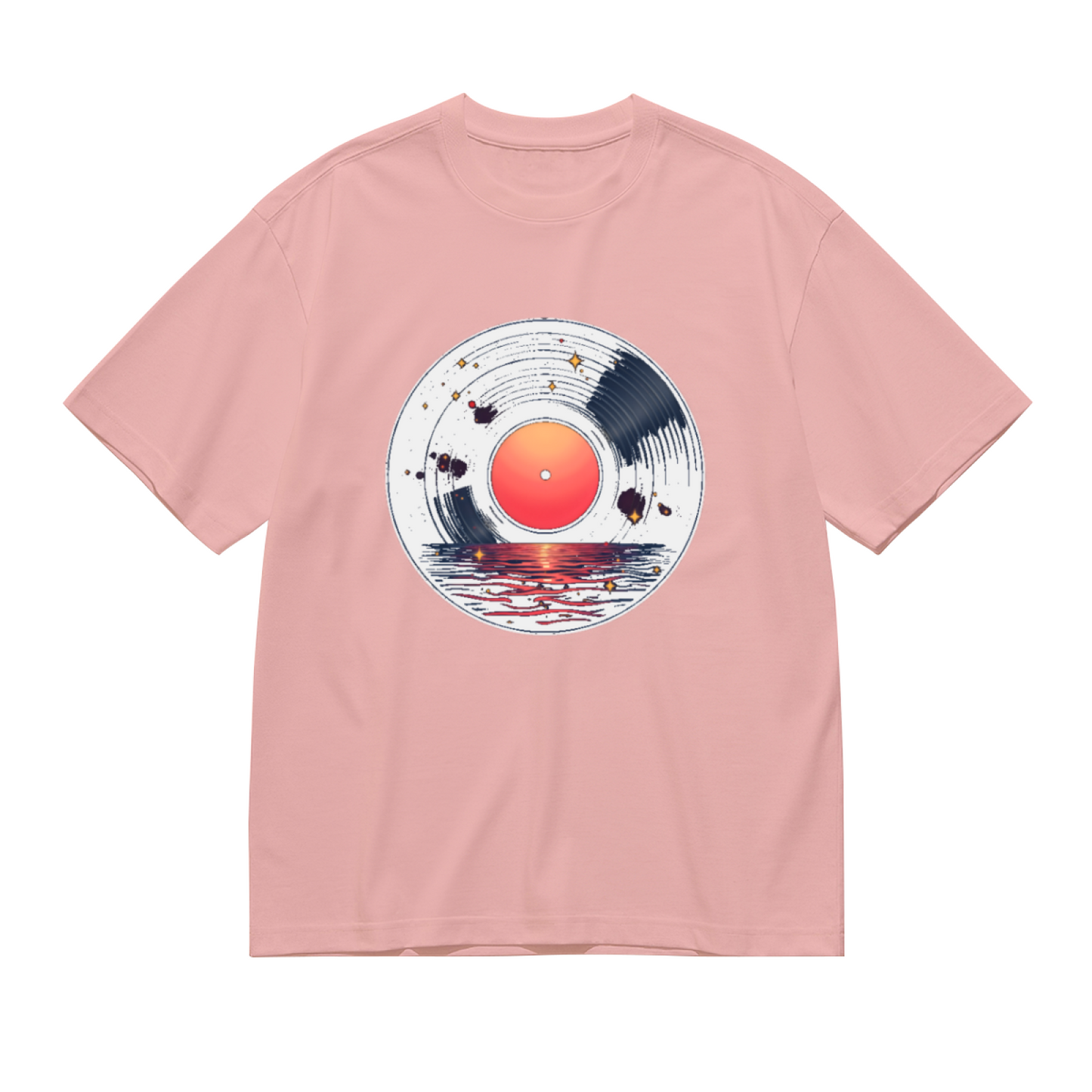 Sunset Lake Vinyl Record Art T-Shirt