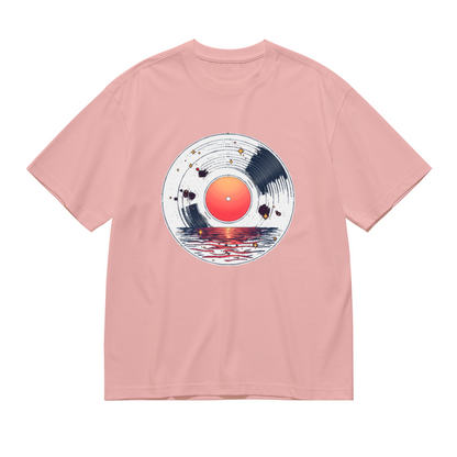 Sunset Lake Vinyl Record Art T-Shirt
