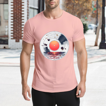 Sunset Lake Vinyl Record Art T-Shirt