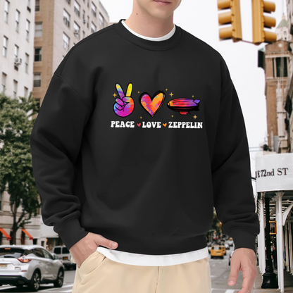 Peace Love Zeppelin Tie?Dye Hand?Heart Blimp Led Zeppelin Rock Sweatshirt