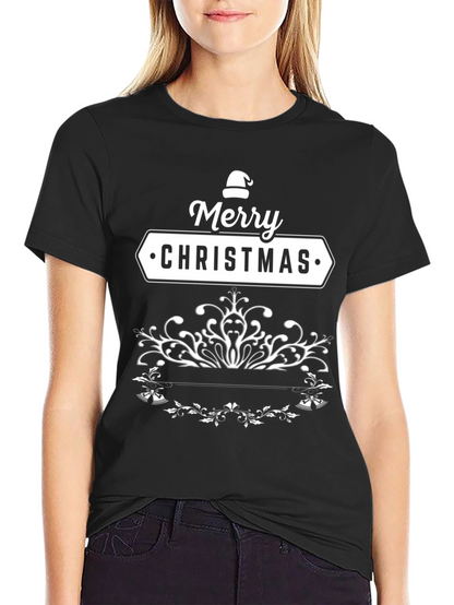 Merry Christmas Black T-Shirt Holiday Tee