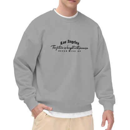Los Angeles Never Give Up Gothic Script White Crewneck Sweatshirt