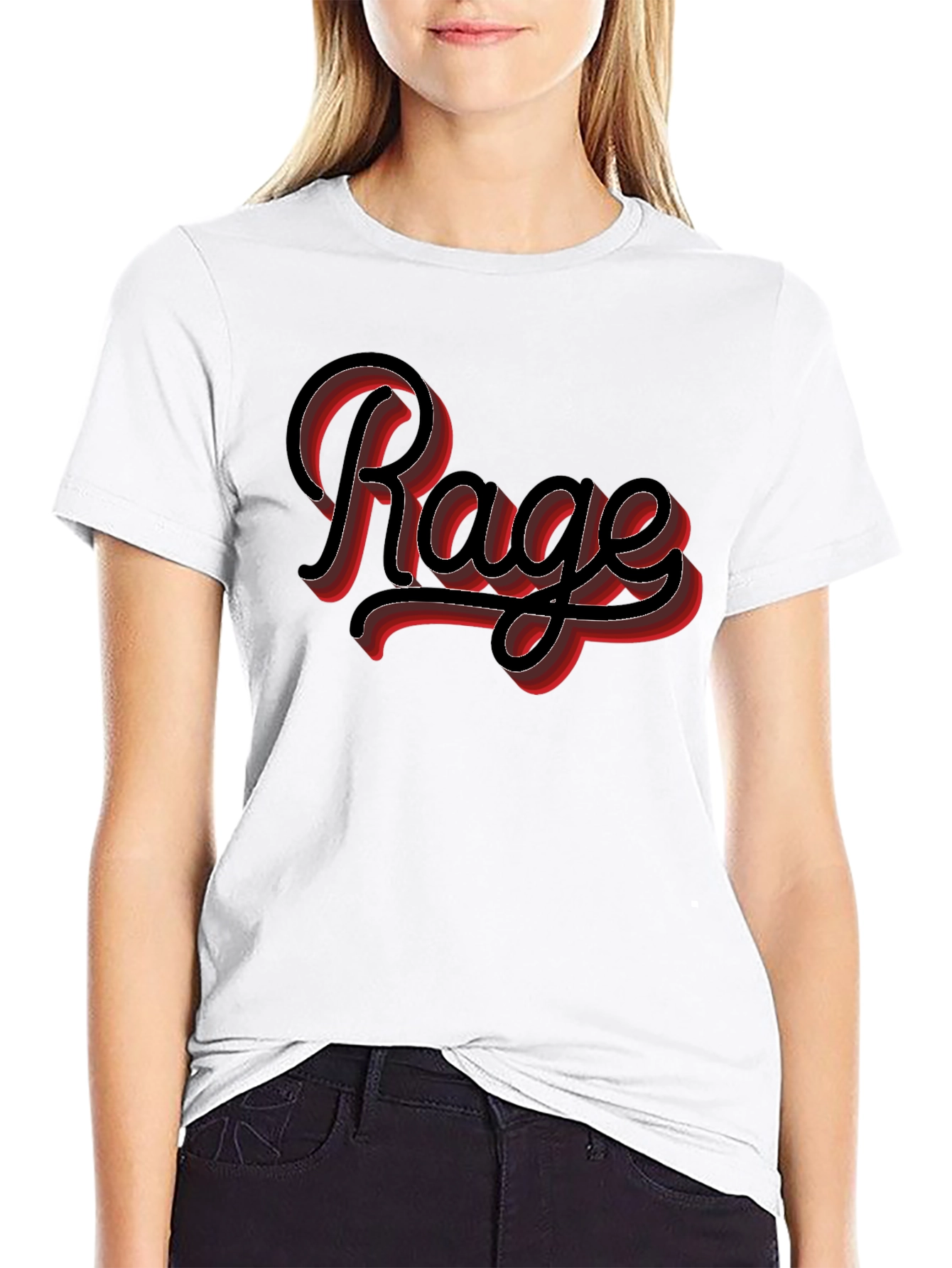 Rage Graphic Print Black Crewneck T-Shirt