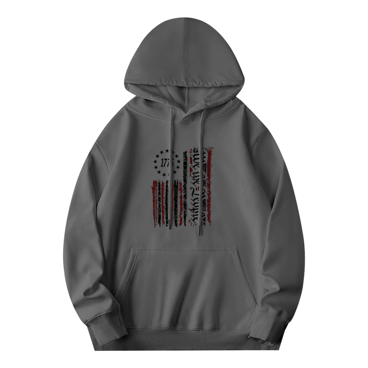 Distressed Vintage 1776 American Flag Graphic Hoodie