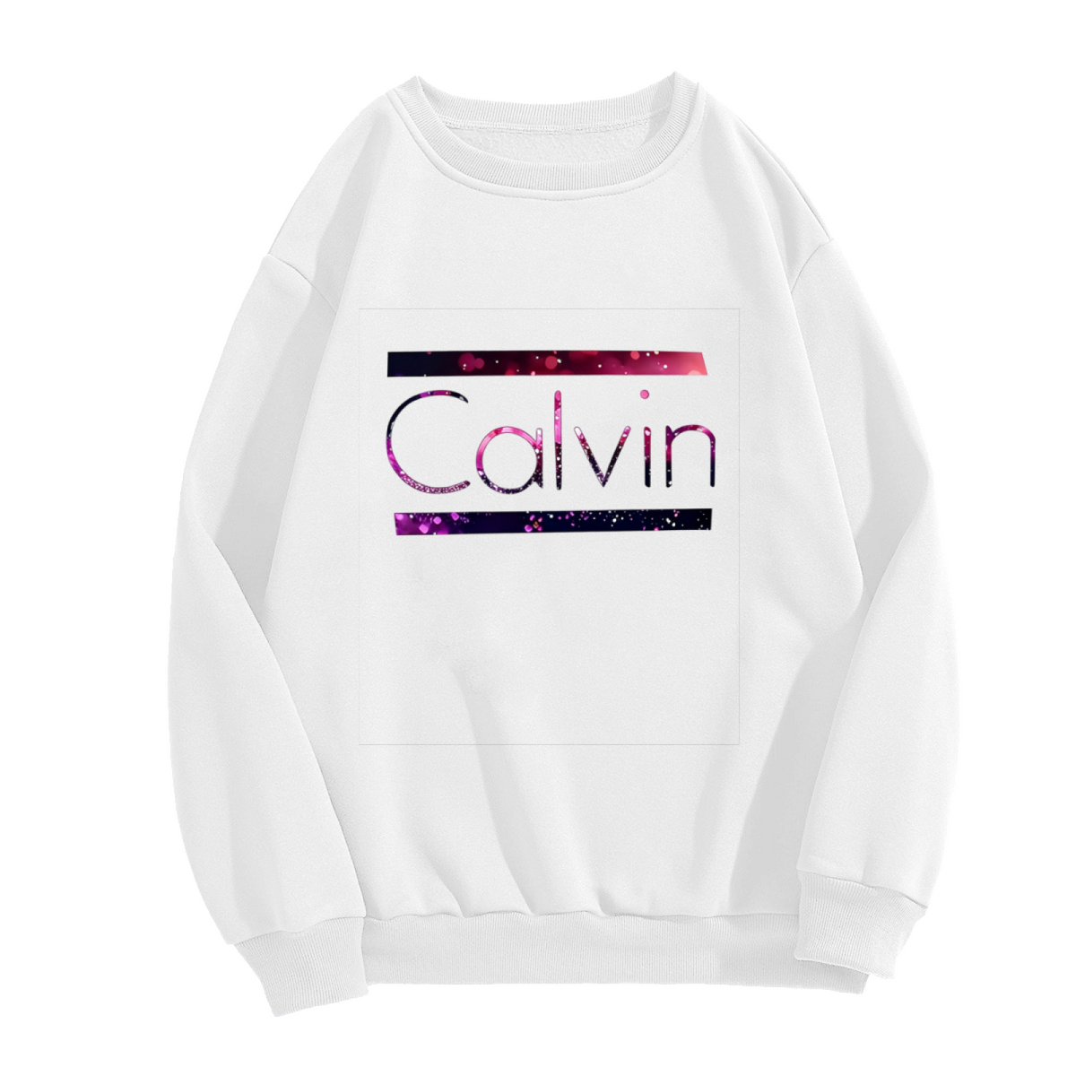 Glitter Galaxy Calvin Name Letter Crewneck Sweatshirt