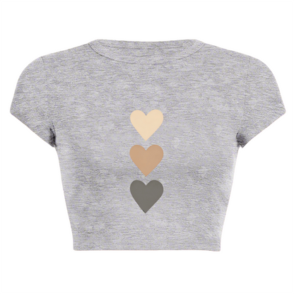 Neutral Gradient Three Hearts Minimal Gray Crop Top