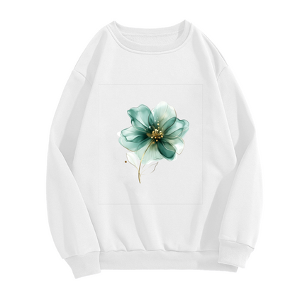 Ethereal Teal Watercolor Flower Art Print Crewneck Sweatshirt