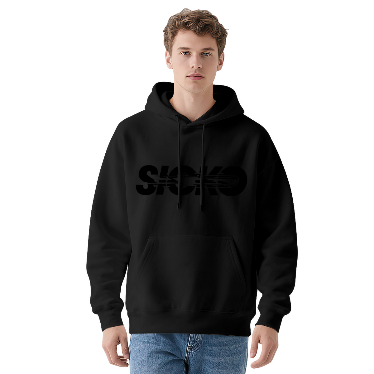 Blurry SICKO Streetwear Graphic White Hoodie, Unisex Ultra Cozy Daily Pullover
