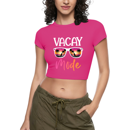Vacay Mode Sunset Sunglasses Summer Hot Pink Crop Top