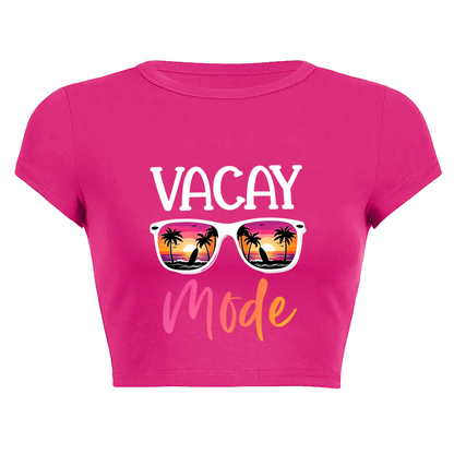 Vacay Mode Sunset Sunglasses Summer Hot Pink Crop Top
