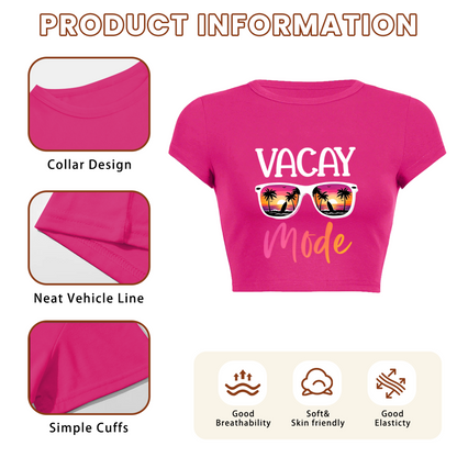 Vacay Mode Sunset Sunglasses Summer Hot Pink Crop Top