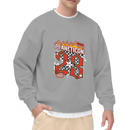 28 Flame Checkered Racing Retro Graphic Sweatshirt