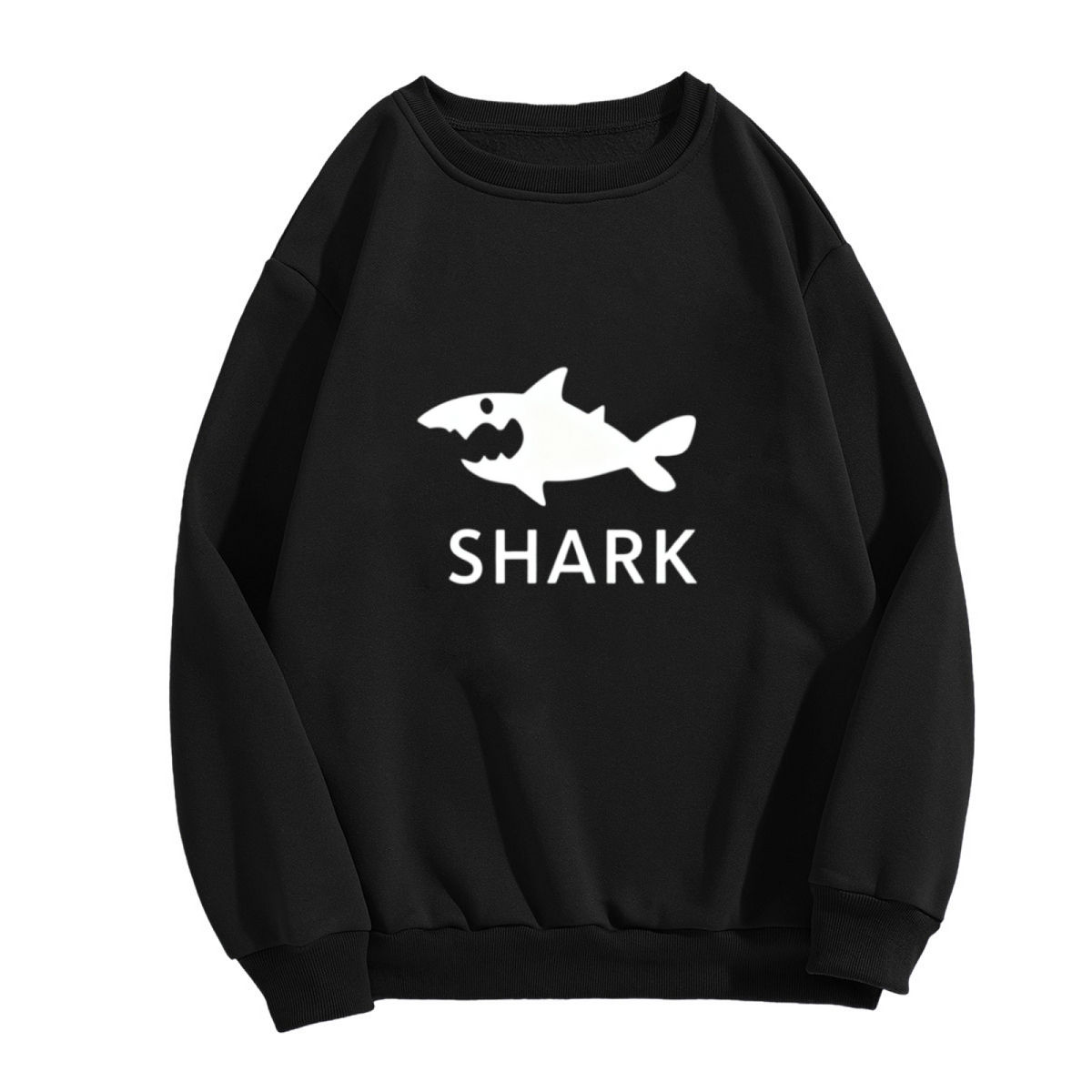 Minimalist Shark SHARK Letter Print Casual Crewneck Sweatshirt