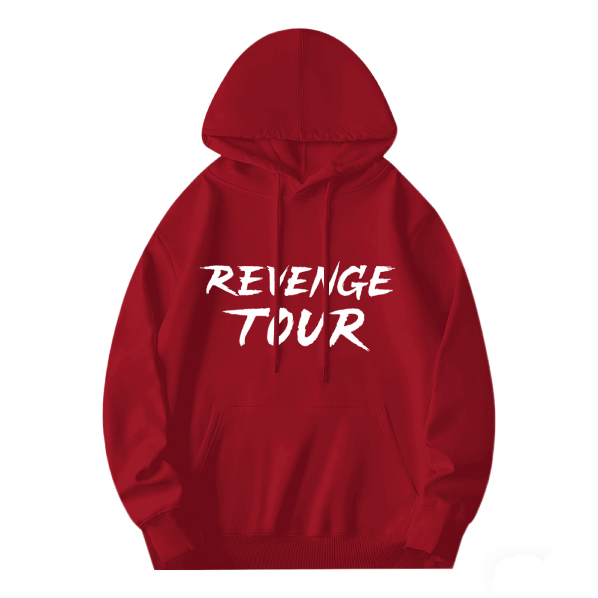 Bold Revenge Tour Brush Font Red Hoodie, Loose Comfort Statement Pullover