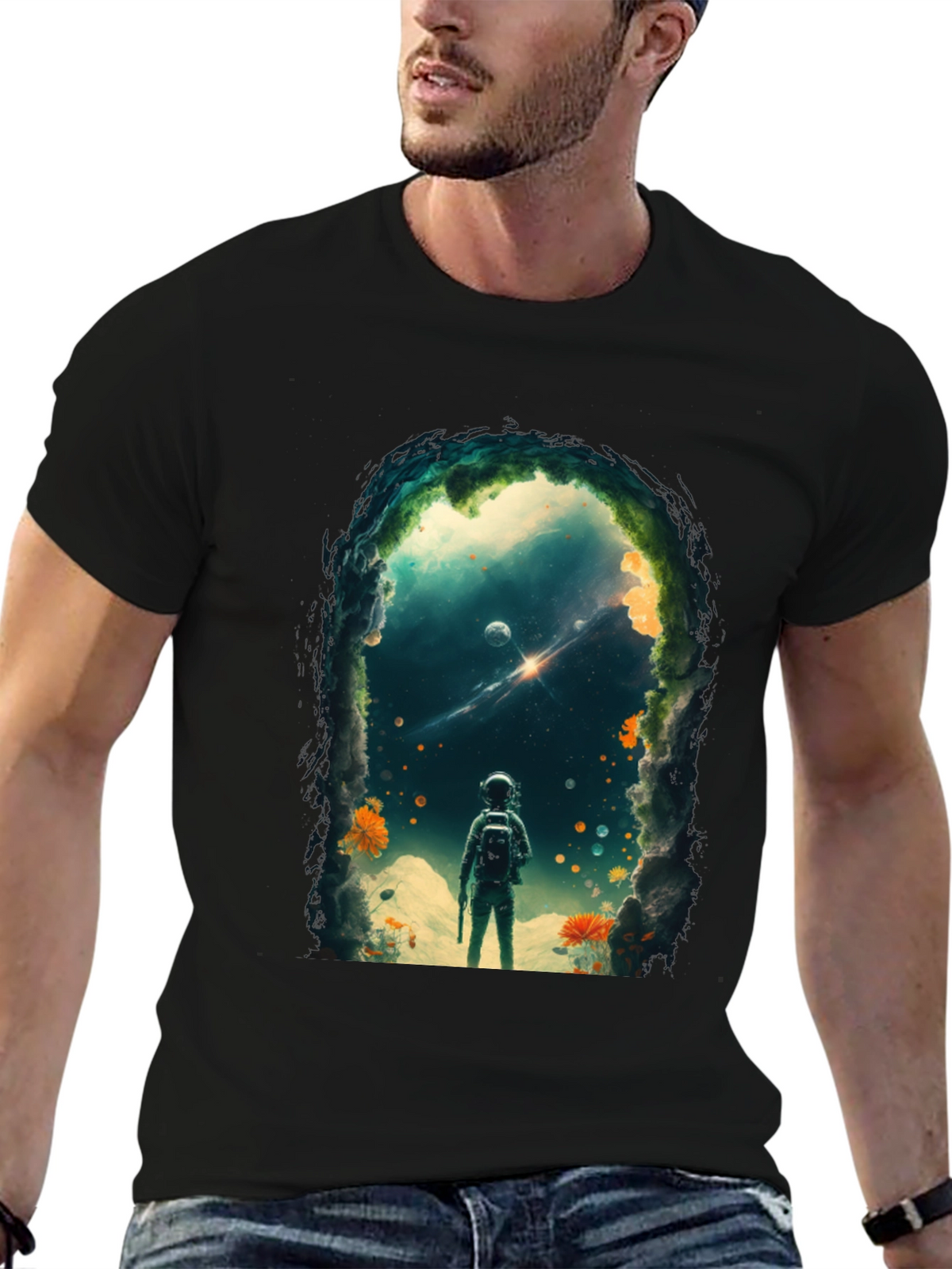 Astronaut Space Portal Graphic T-Shirt