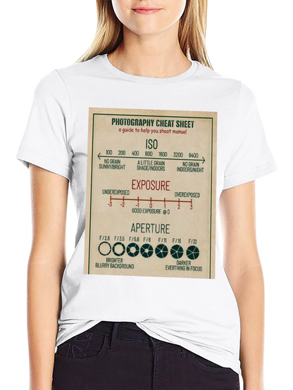 Photography Cheat Sheet T-Shirt - Camera Settings Guide Tee