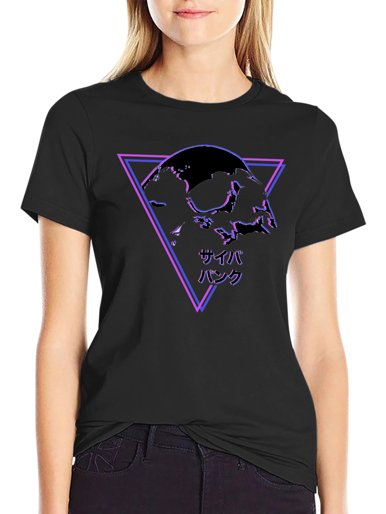 Cyberpunk Skull Graphic Black T-Shirt