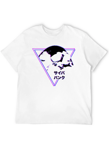 Cyberpunk Skull Graphic Black T-Shirt