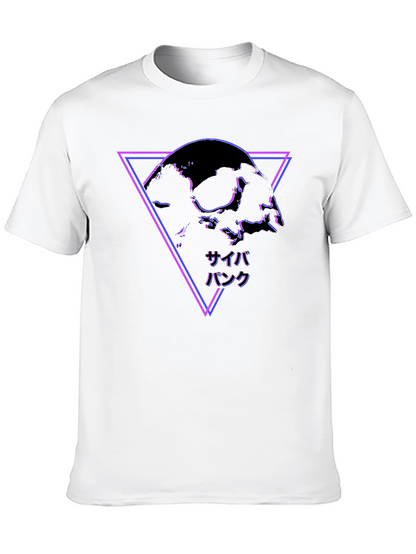 Cyberpunk Skull Graphic Black T-Shirt