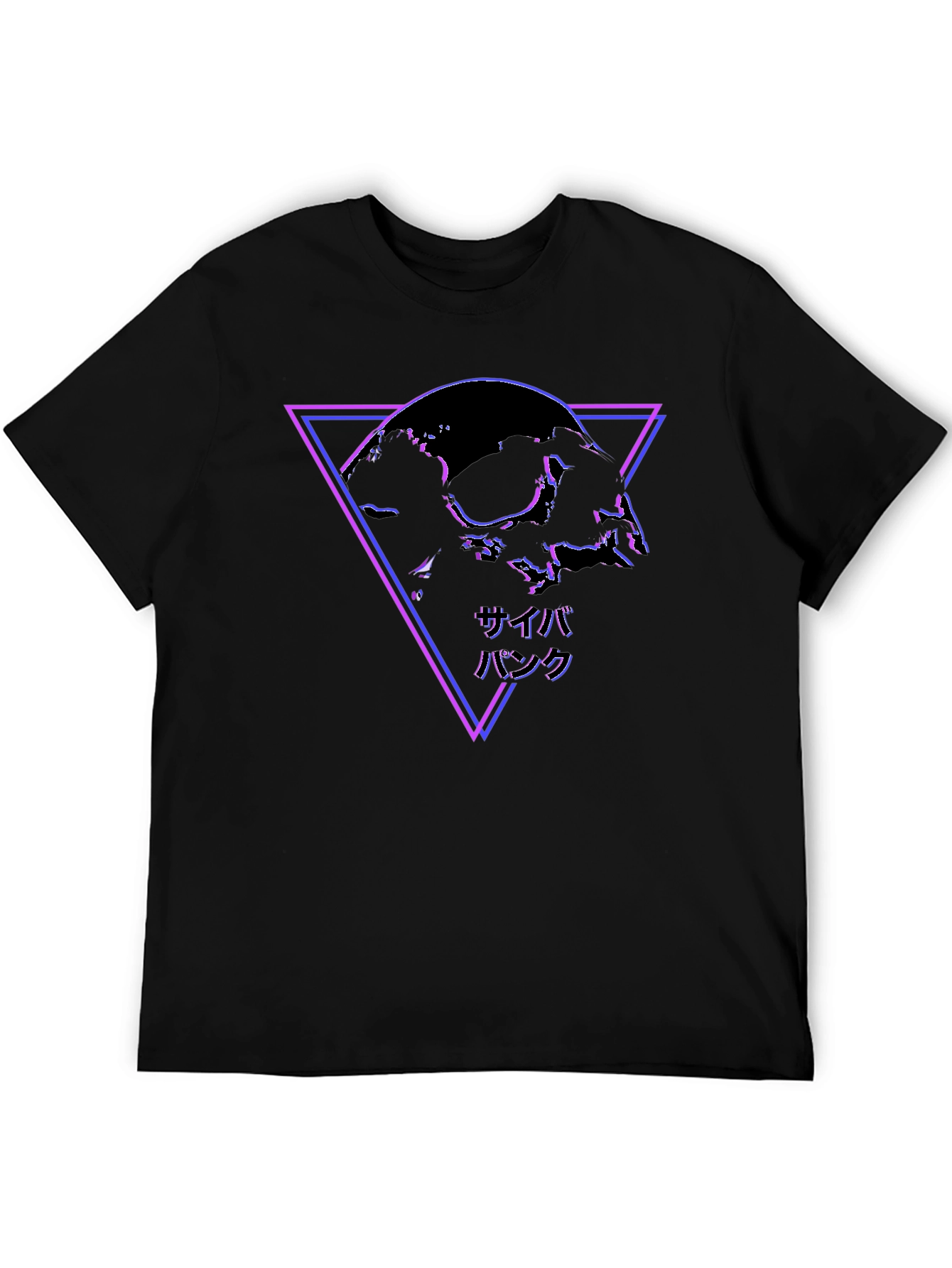 Cyberpunk Skull Graphic Black T-Shirt