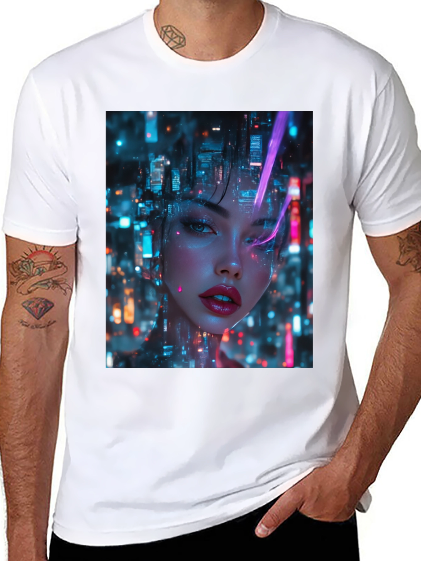 Cyberpunk Girl Black T-Shirt