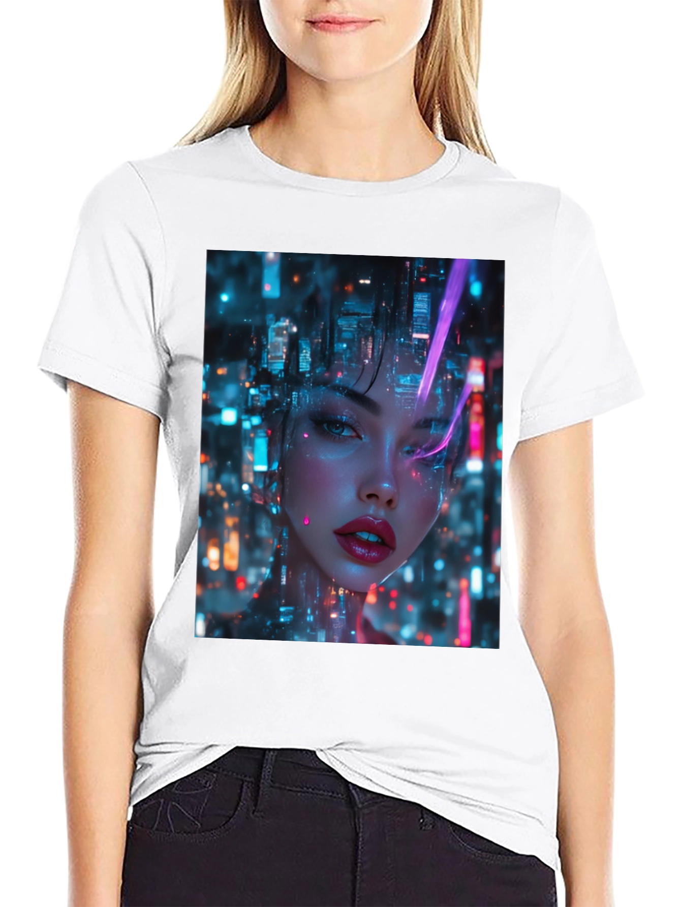Cyberpunk Girl Black T-Shirt